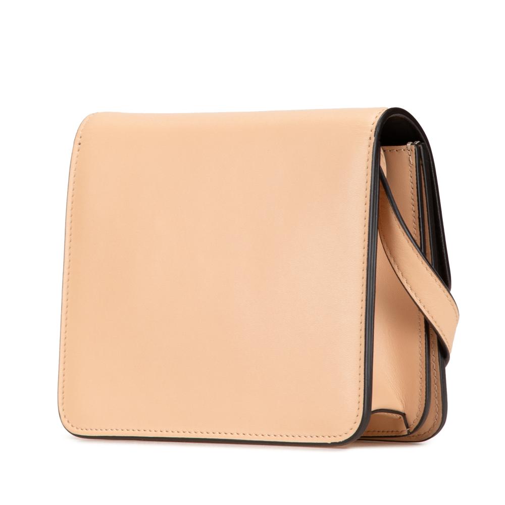 Fendi AB Fendi Brown Beige Calf Leather Crystal Fab Crossbody Italy