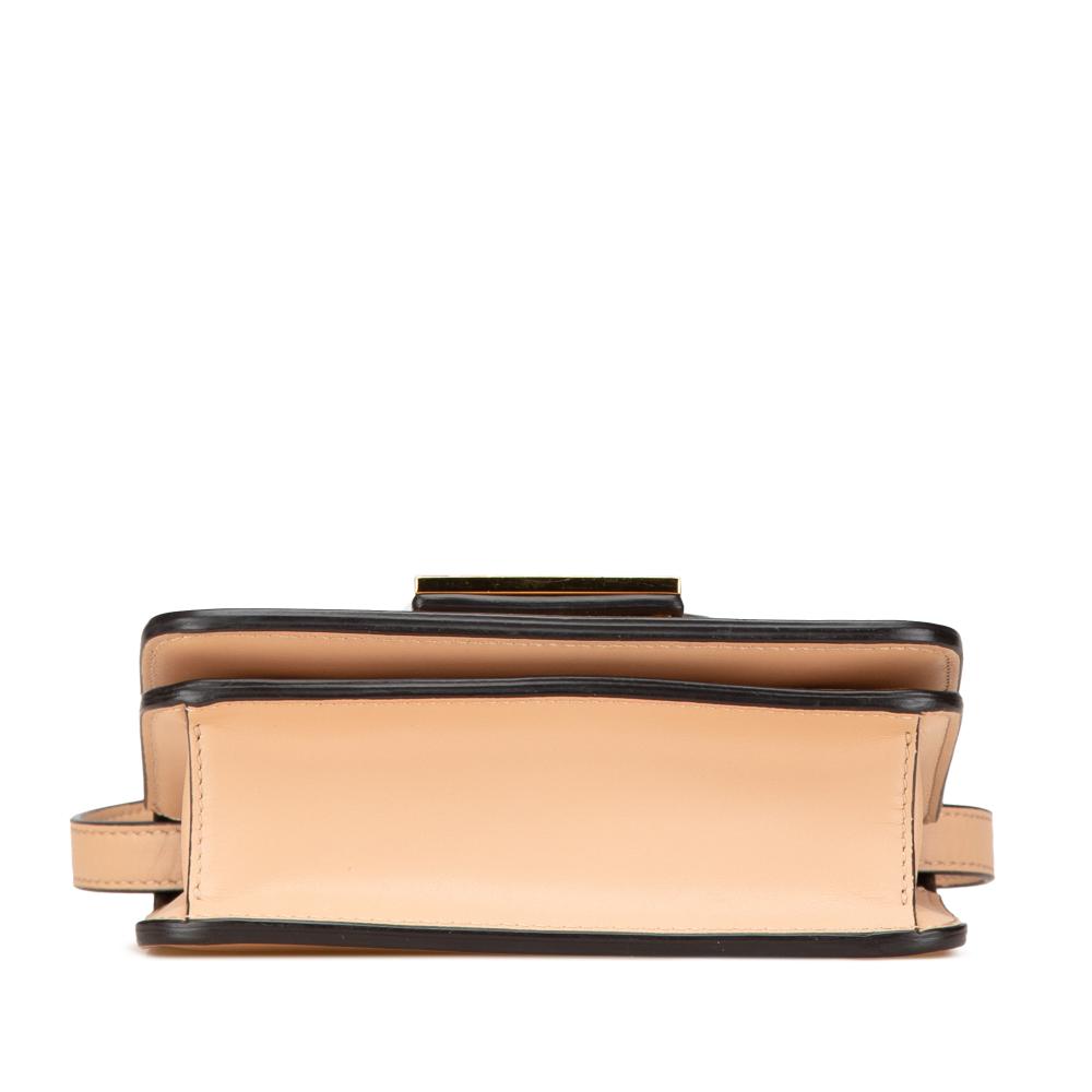 Fendi AB Fendi Brown Beige Calf Leather Crystal Fab Crossbody Italy