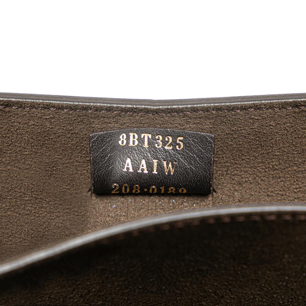 Fendi AB Fendi Brown Beige Calf Leather Crystal Fab Crossbody Italy