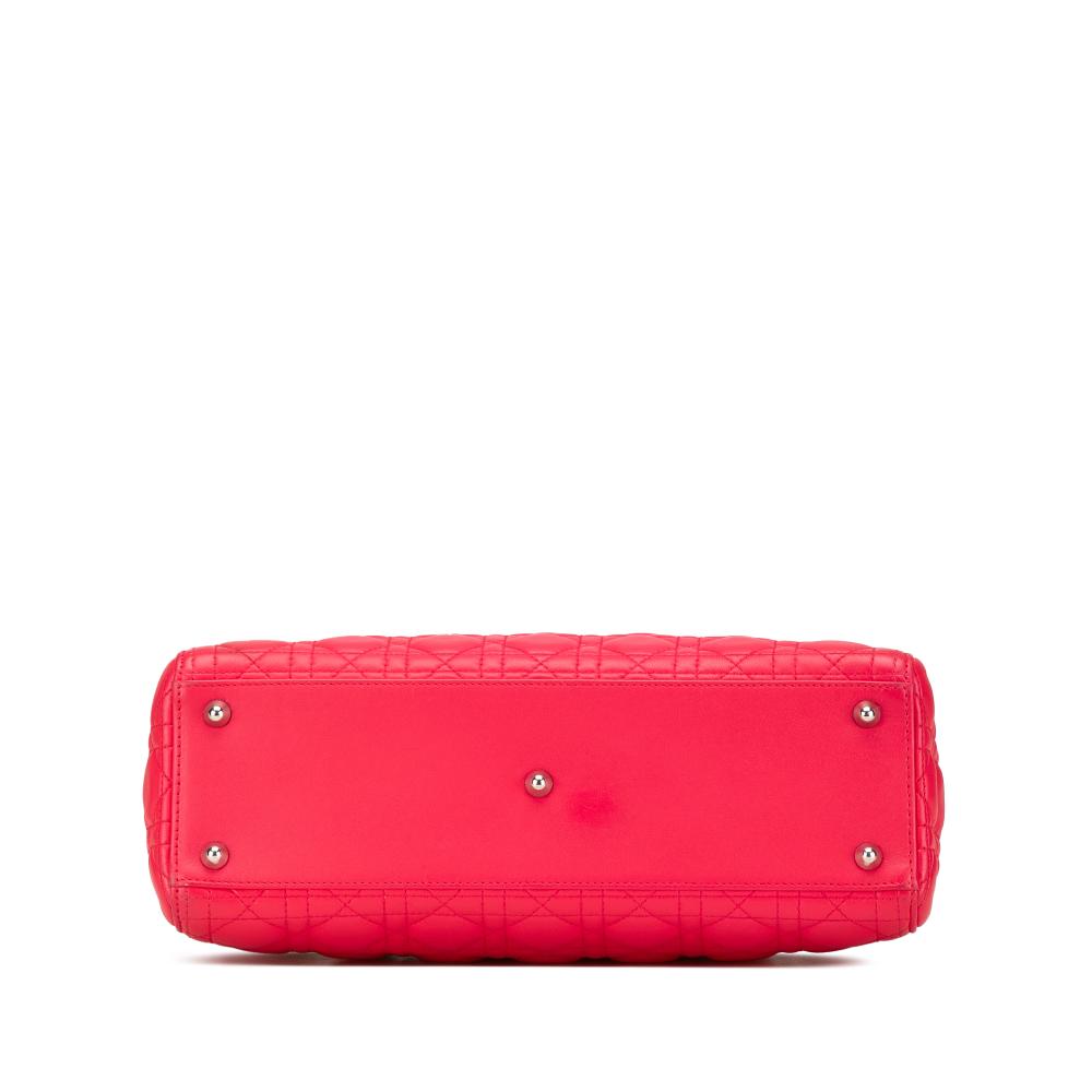 Christian Dior B Dior Pink Lambskin Leather Leather Large Lambskin Cannage Lady Dior Italy