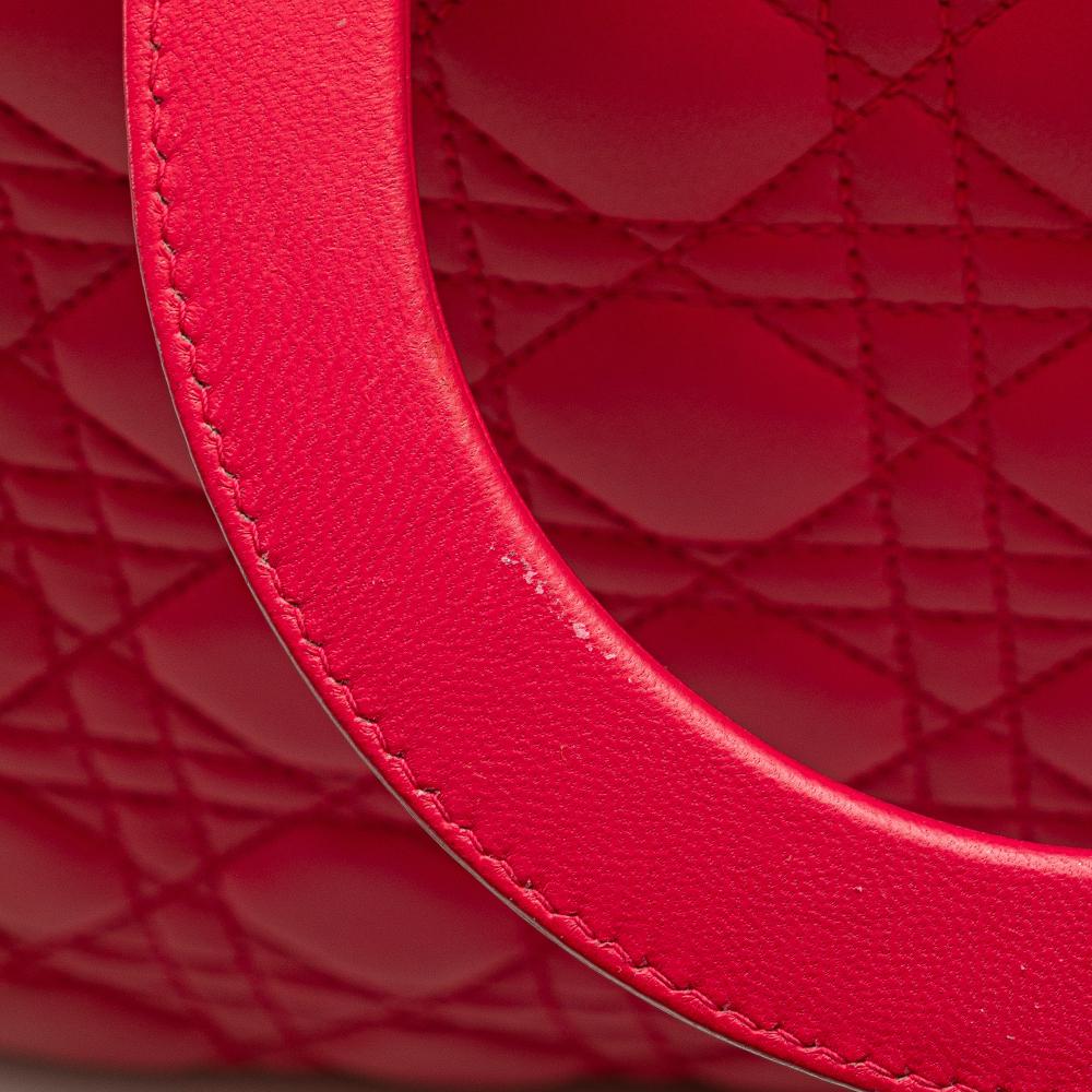 Christian Dior B Dior Pink Lambskin Leather Leather Large Lambskin Cannage Lady Dior Italy