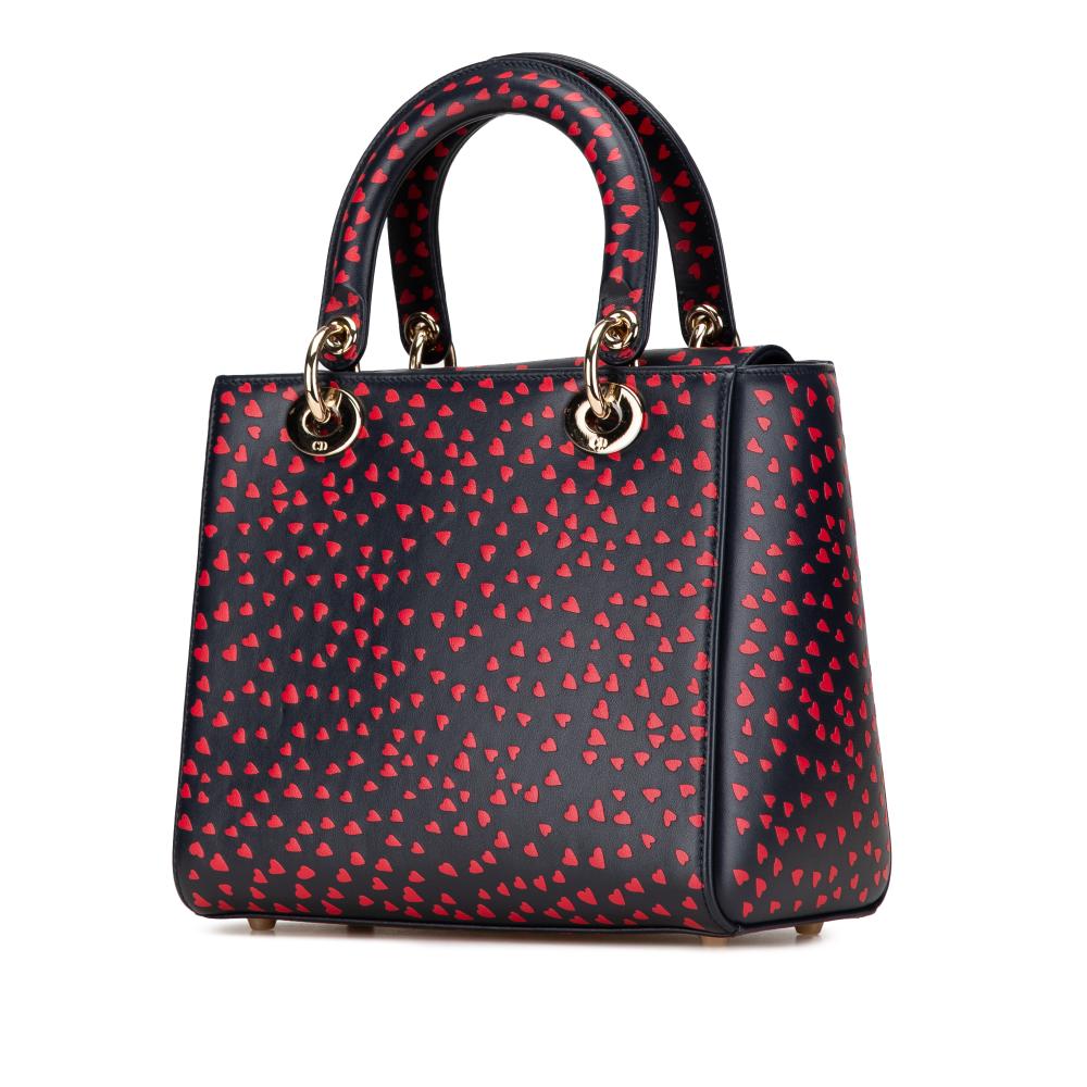 Christian Dior AB Dior Blue Navy Calf Leather Medium skin I Love Paris Lady Dior Italy