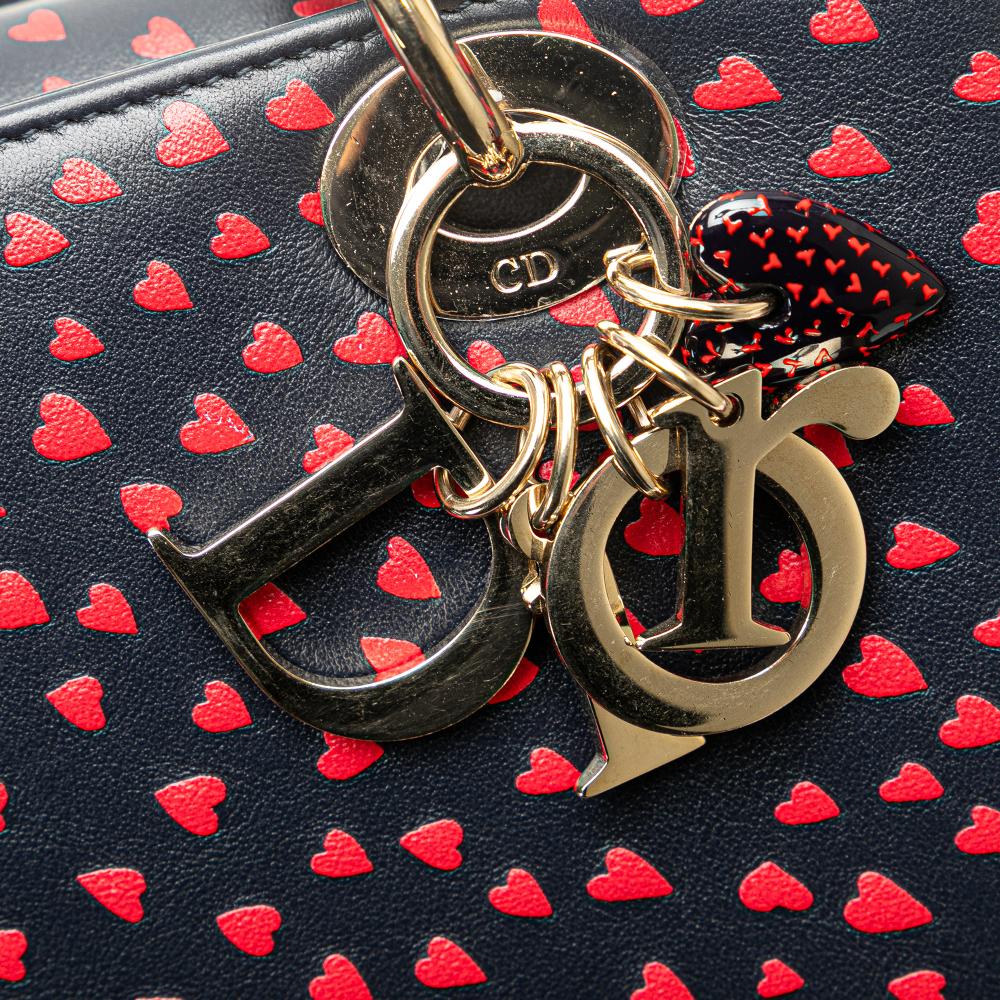 Christian Dior AB Dior Blue Navy Calf Leather Medium skin I Love Paris Lady Dior Italy