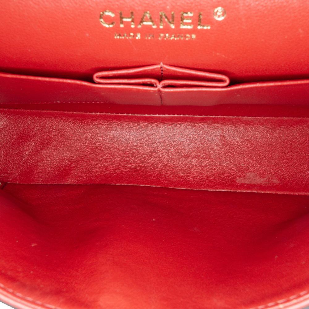 Chanel Orange Medium Classic Chevron Lambskin Double Flap France
