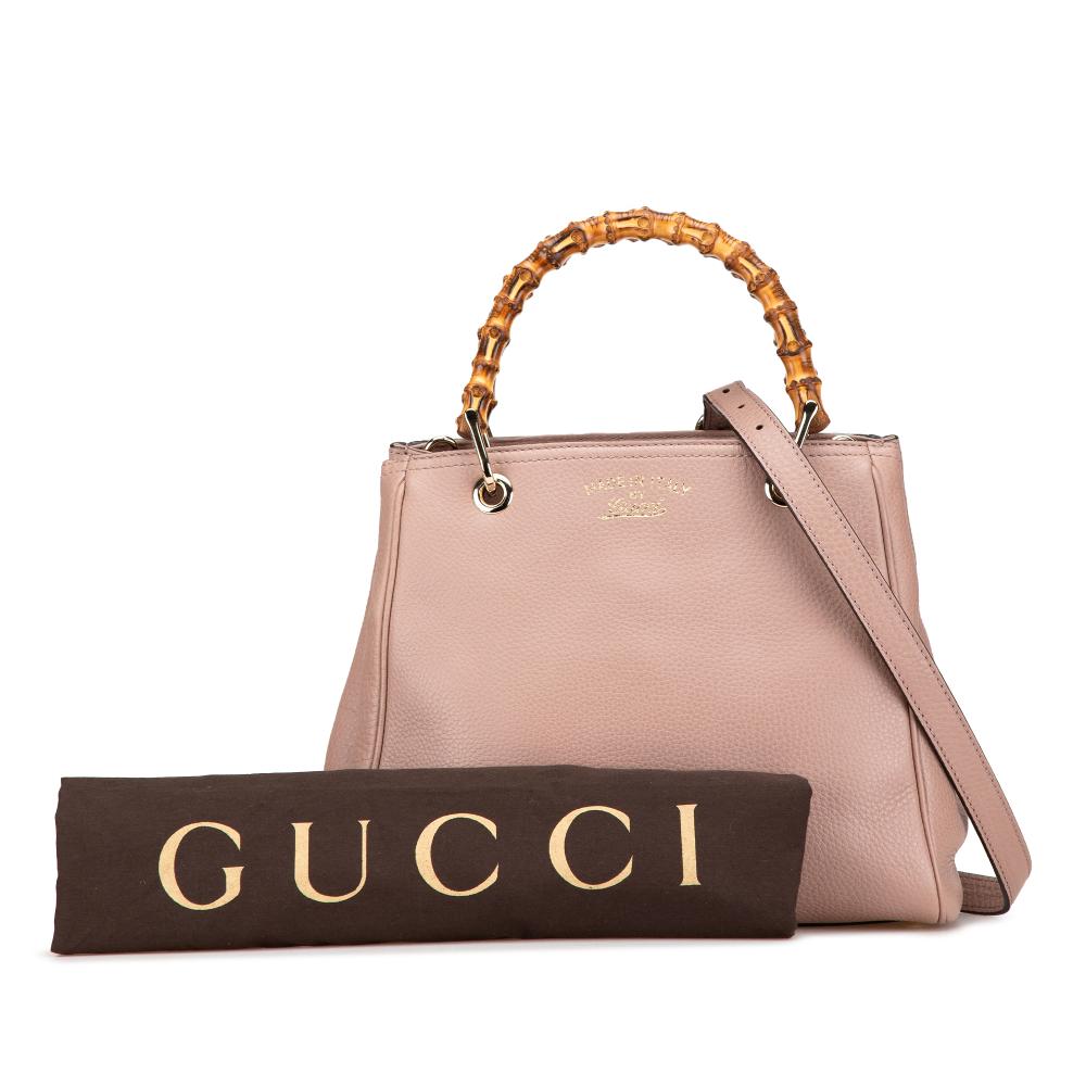 Gucci AB Gucci Pink Calf Leather Small skin Bamboo Shopper Satchel Italy