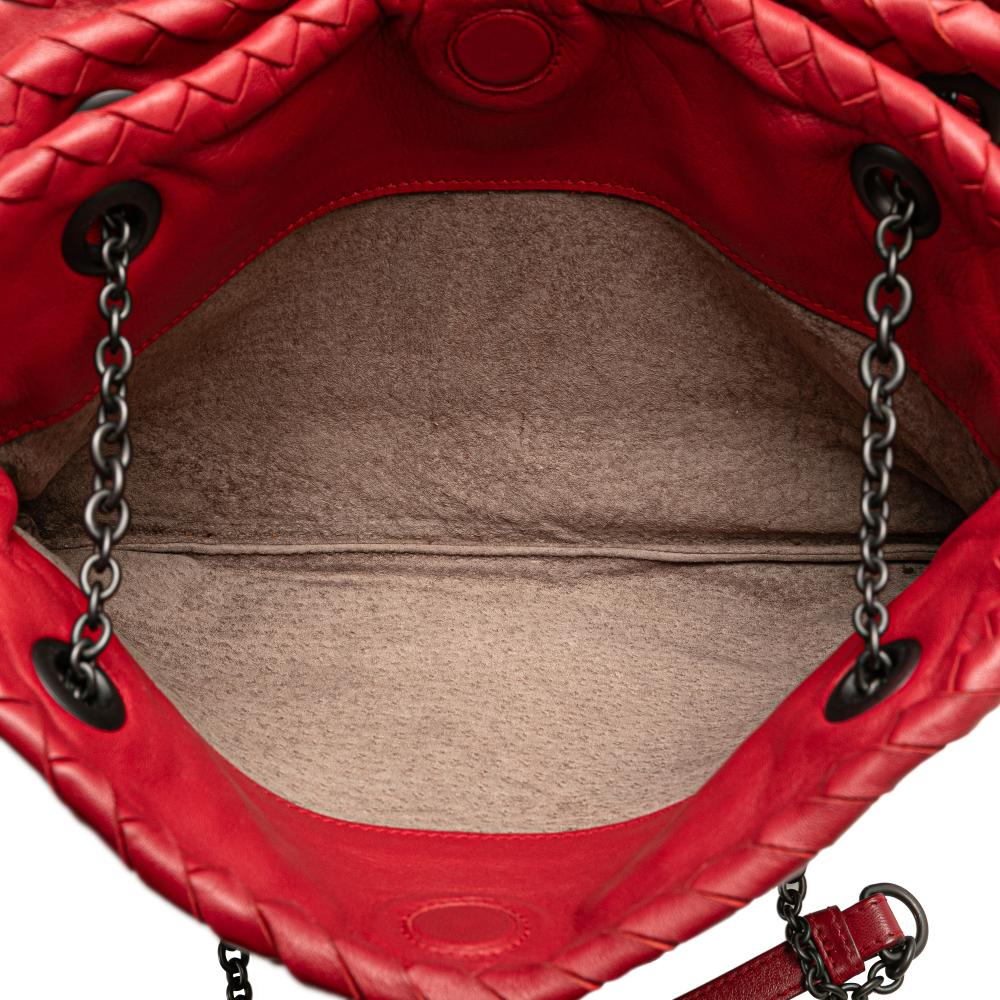 Bottega Veneta B Bottega Veneta Red Nappa Leather Leather Nappa Intrecciato Duo Shoulder Bag Italy