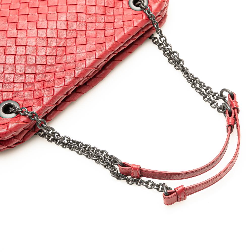 Bottega Veneta B Bottega Veneta Red Nappa Leather Leather Nappa Intrecciato Duo Shoulder Bag Italy