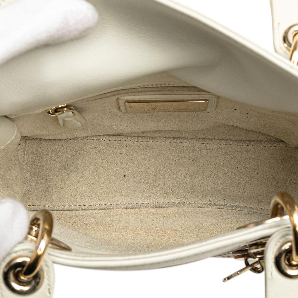 Christian Dior B Dior White Calf Leather DiorAmour Niki De Saint Phalle Mini skin Sequins Lady Dior Italy