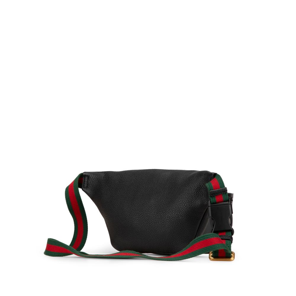Gucci AB Gucci Black Calf Leather Logo Belt Bag Italy