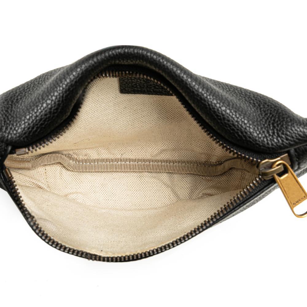 Gucci AB Gucci Black Calf Leather Logo Belt Bag Italy