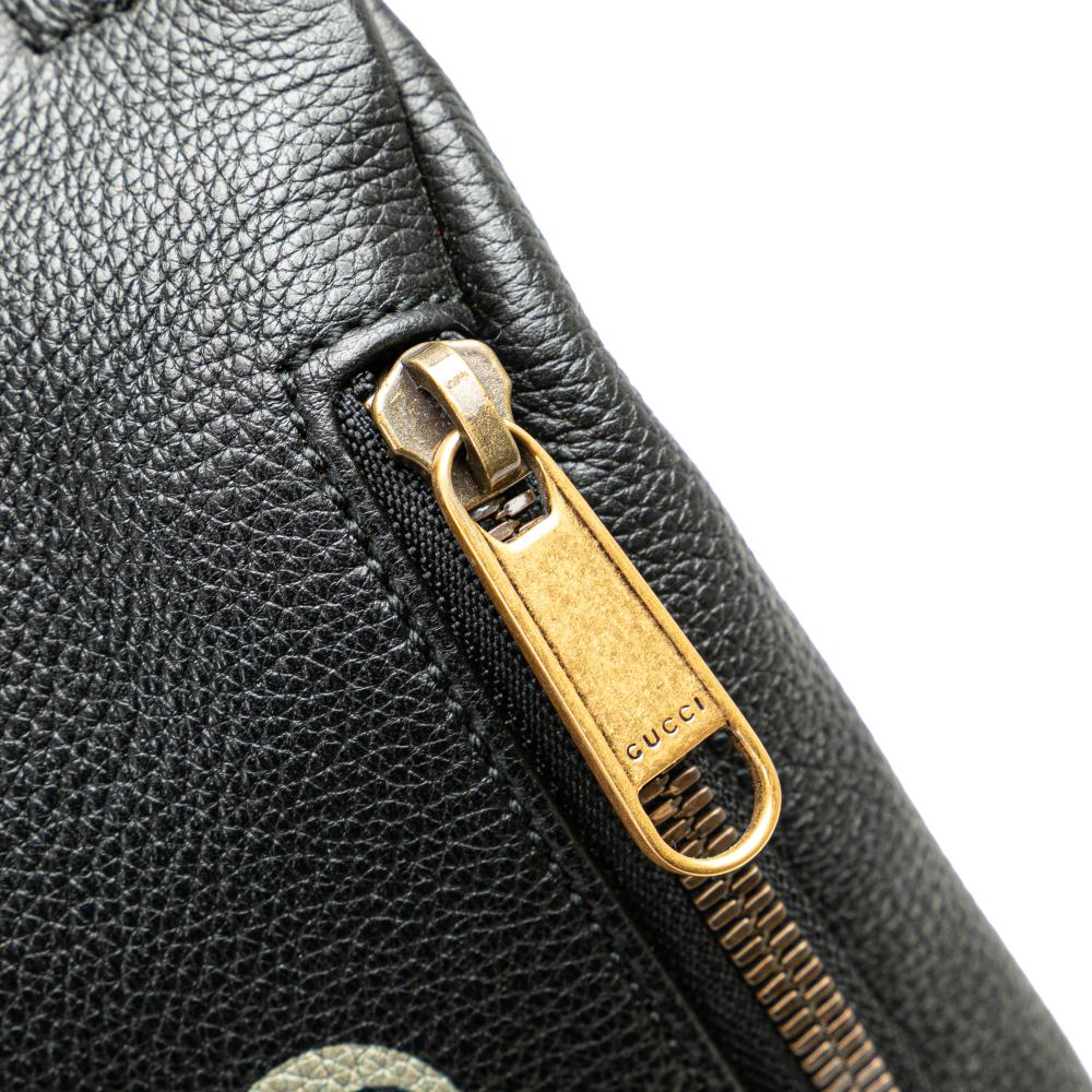 Gucci AB Gucci Black Calf Leather Logo Belt Bag Italy