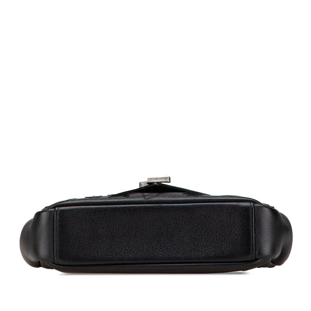 Saint Laurent B Saint Laurent Black Calf Leather Medium Monogram Heart Patchwork Chain Wallet Italy