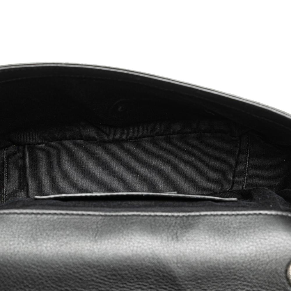 Saint Laurent B Saint Laurent Black Calf Leather Medium Monogram Heart Patchwork Chain Wallet Italy