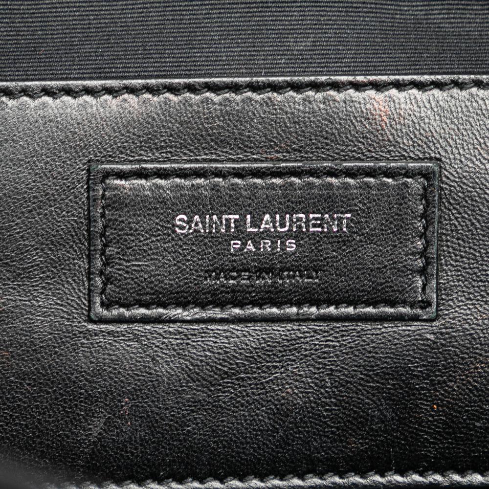 Saint Laurent B Saint Laurent Black Calf Leather Medium Monogram Heart Patchwork Chain Wallet Italy
