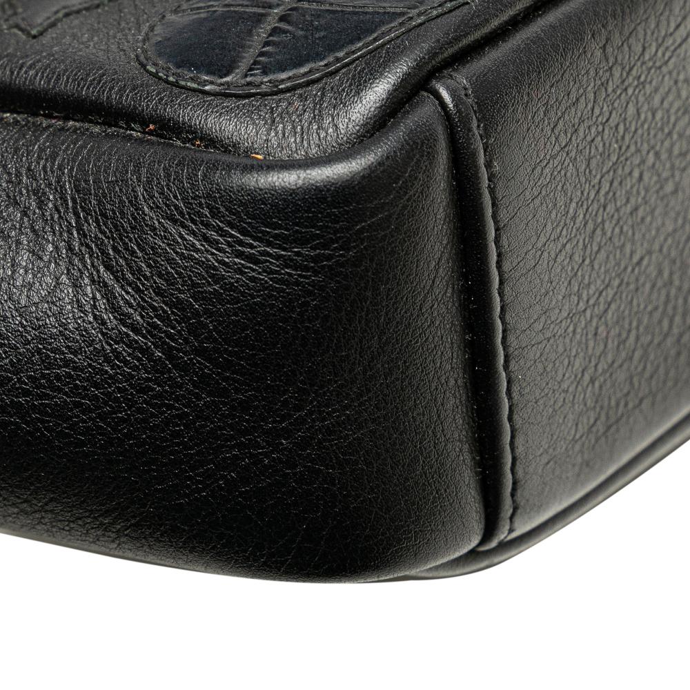 Saint Laurent B Saint Laurent Black Calf Leather Medium Monogram Heart Patchwork Chain Wallet Italy