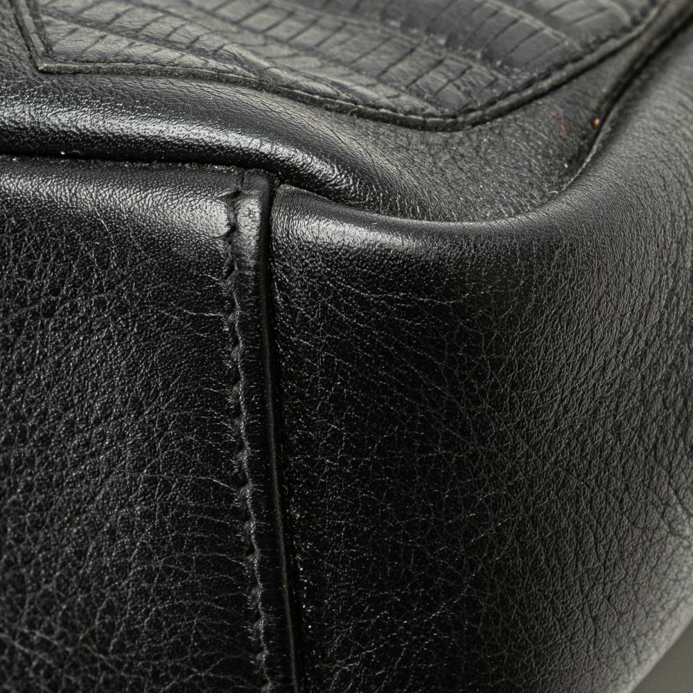 Saint Laurent B Saint Laurent Black Calf Leather Medium Monogram Heart Patchwork Chain Wallet Italy