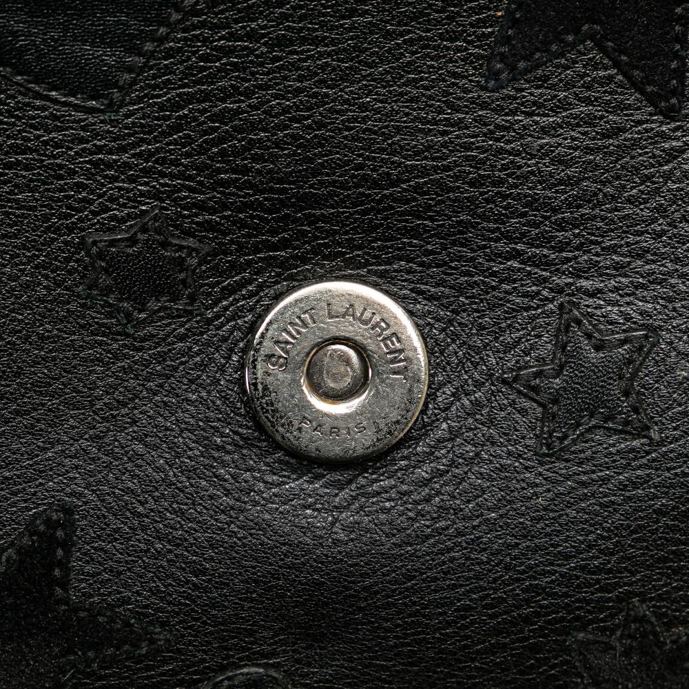 Saint Laurent B Saint Laurent Black Calf Leather Medium Monogram Heart Patchwork Chain Wallet Italy