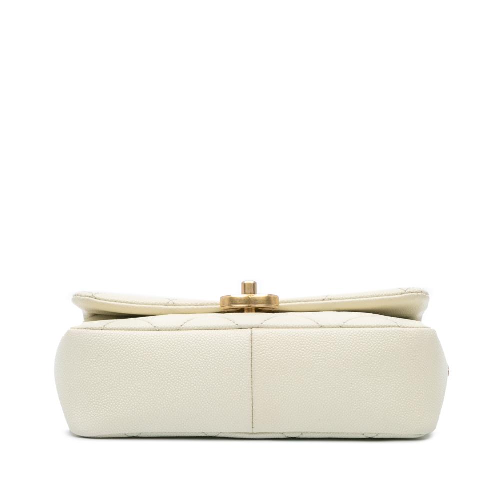 Chanel B Chanel White Ivory Caviar Leather Leather Small Quilted Caviar Chain Melody Flap Italy