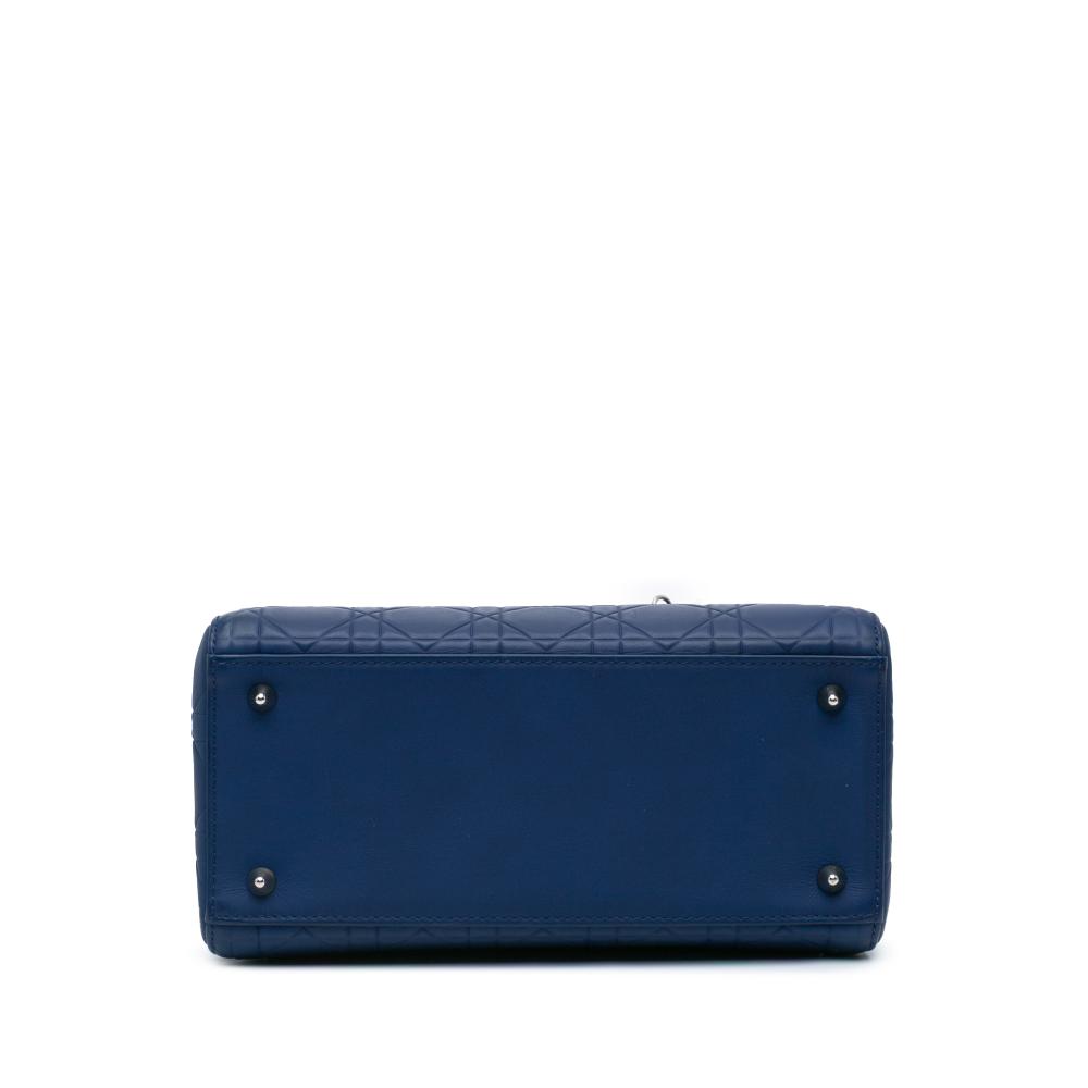 Christian Dior B Dior Blue Calf Leather Medium Ultra Matte skin Cannage Embossed Lady Dior Italy