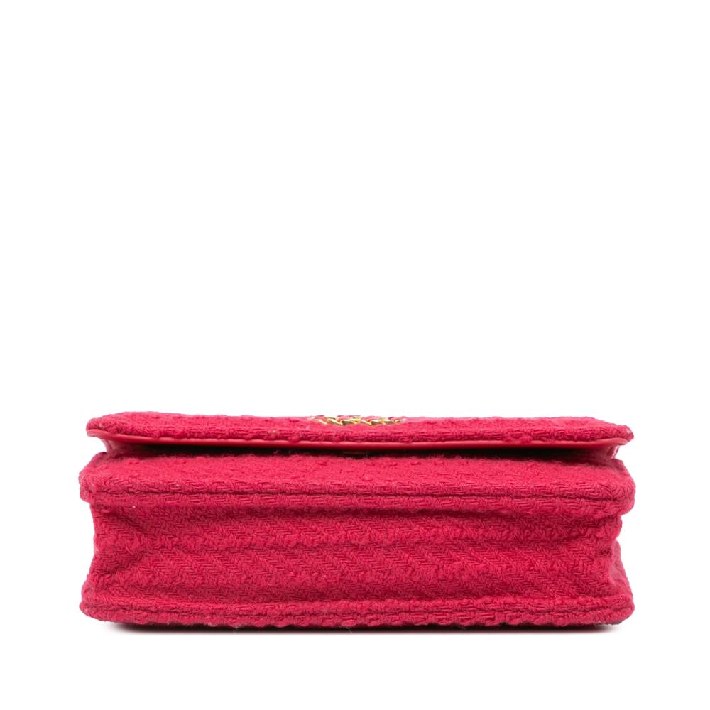 Chanel B Chanel Pink Dark Pink Tweed Fabric 19 Wallet On Chain Italy