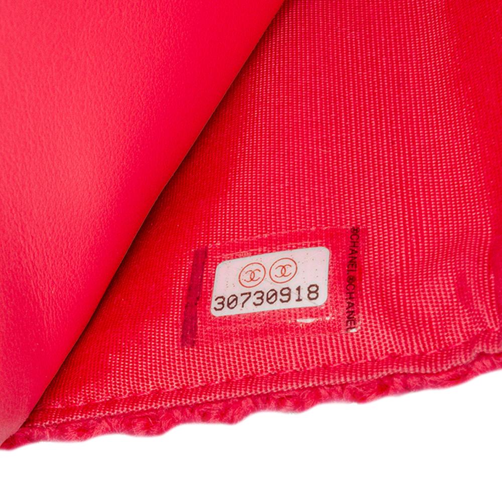 Chanel B Chanel Pink Dark Pink Tweed Fabric 19 Wallet On Chain Italy