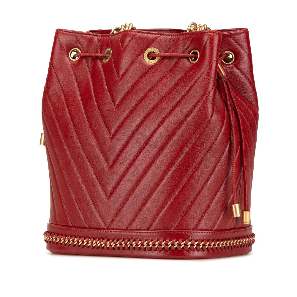 Chanel B Chanel Red Lambskin Leather Leather Paris Cosmopolite Medium Chevron Lambskin Bucket Bag Italy
