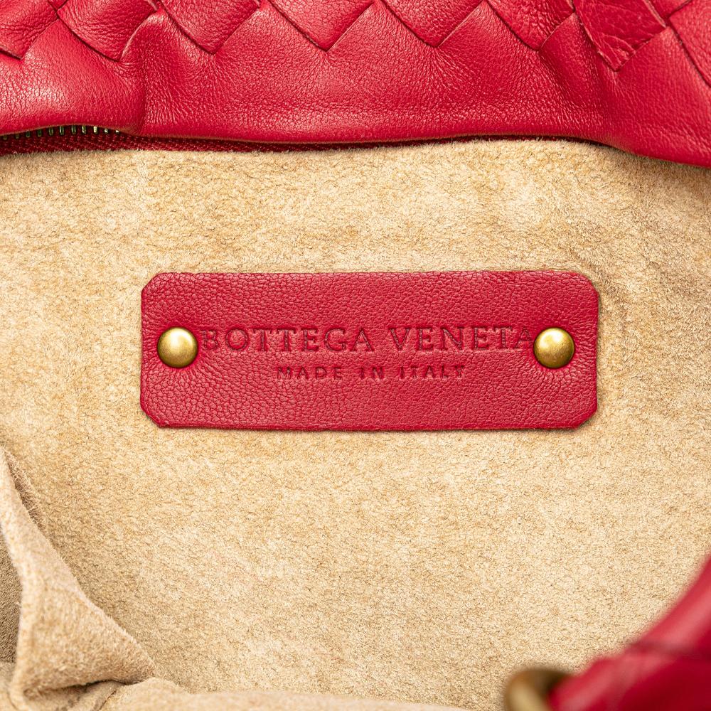 Bottega Veneta B Bottega Veneta Red Nappa Leather Leather Small Nappa Intrecciato Capri Italy