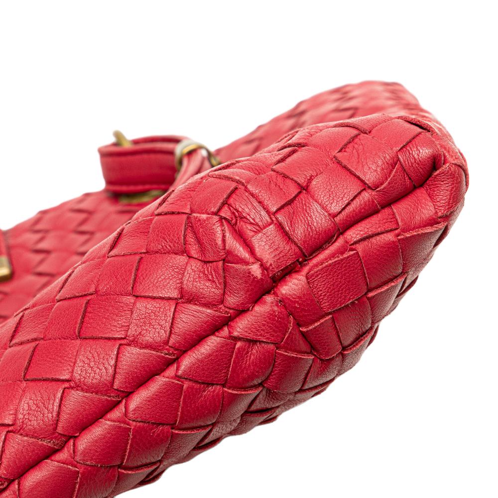 Bottega Veneta B Bottega Veneta Red Nappa Leather Leather Small Nappa Intrecciato Capri Italy