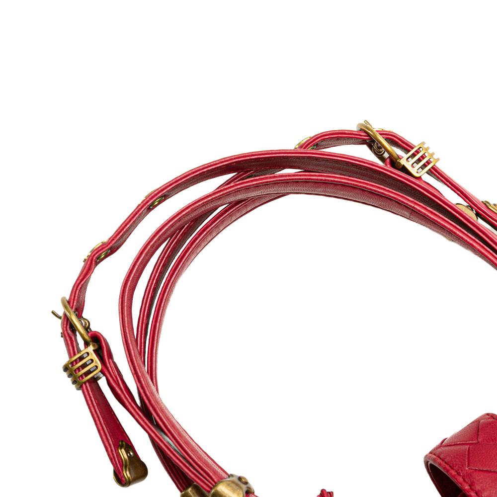 Bottega Veneta B Bottega Veneta Red Nappa Leather Leather Small Nappa Intrecciato Capri Italy