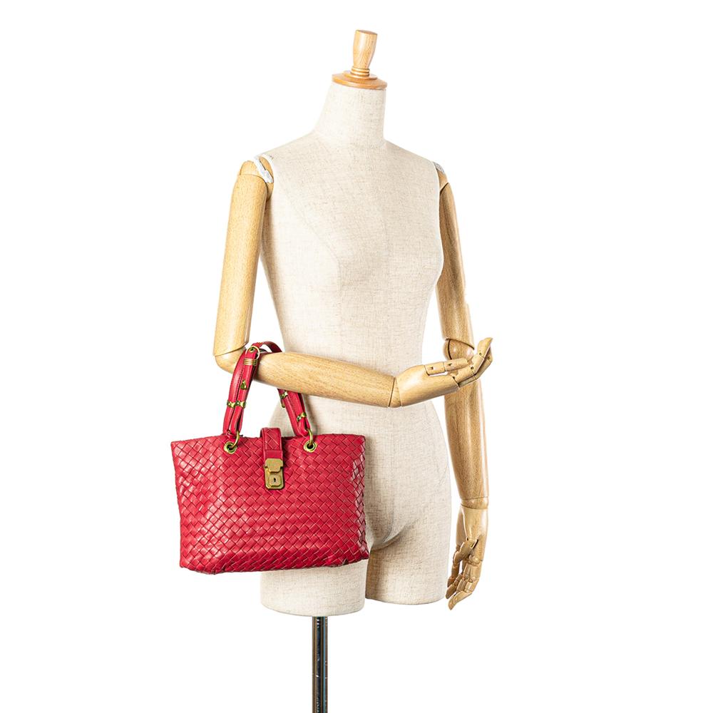 Bottega Veneta B Bottega Veneta Red Nappa Leather Leather Small Nappa Intrecciato Capri Italy