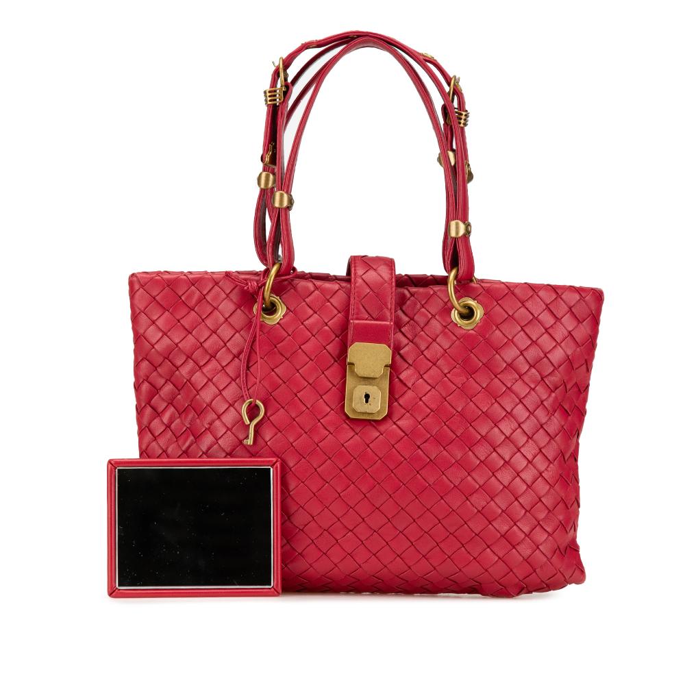 Bottega Veneta B Bottega Veneta Red Nappa Leather Leather Small Nappa Intrecciato Capri Italy