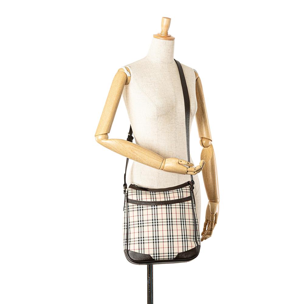 Burberry B Burberry Brown Beige Canvas Fabric House Check Crossbody United Kingdom