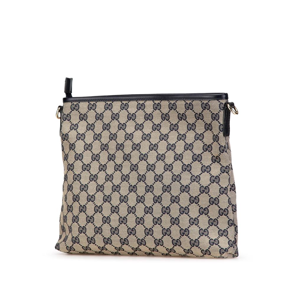 Gucci B Gucci Gray Canvas Fabric GG Web Crossbody Italy