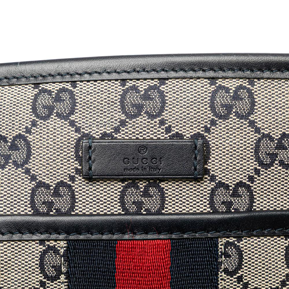 Gucci B Gucci Gray Canvas Fabric GG Web Crossbody Italy