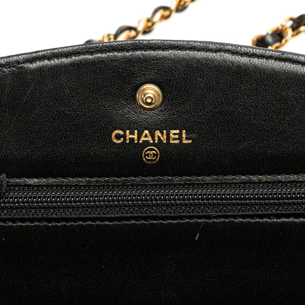 Chanel B Chanel Black Caviar Leather Leather CC Caviar Wallet on Chain France