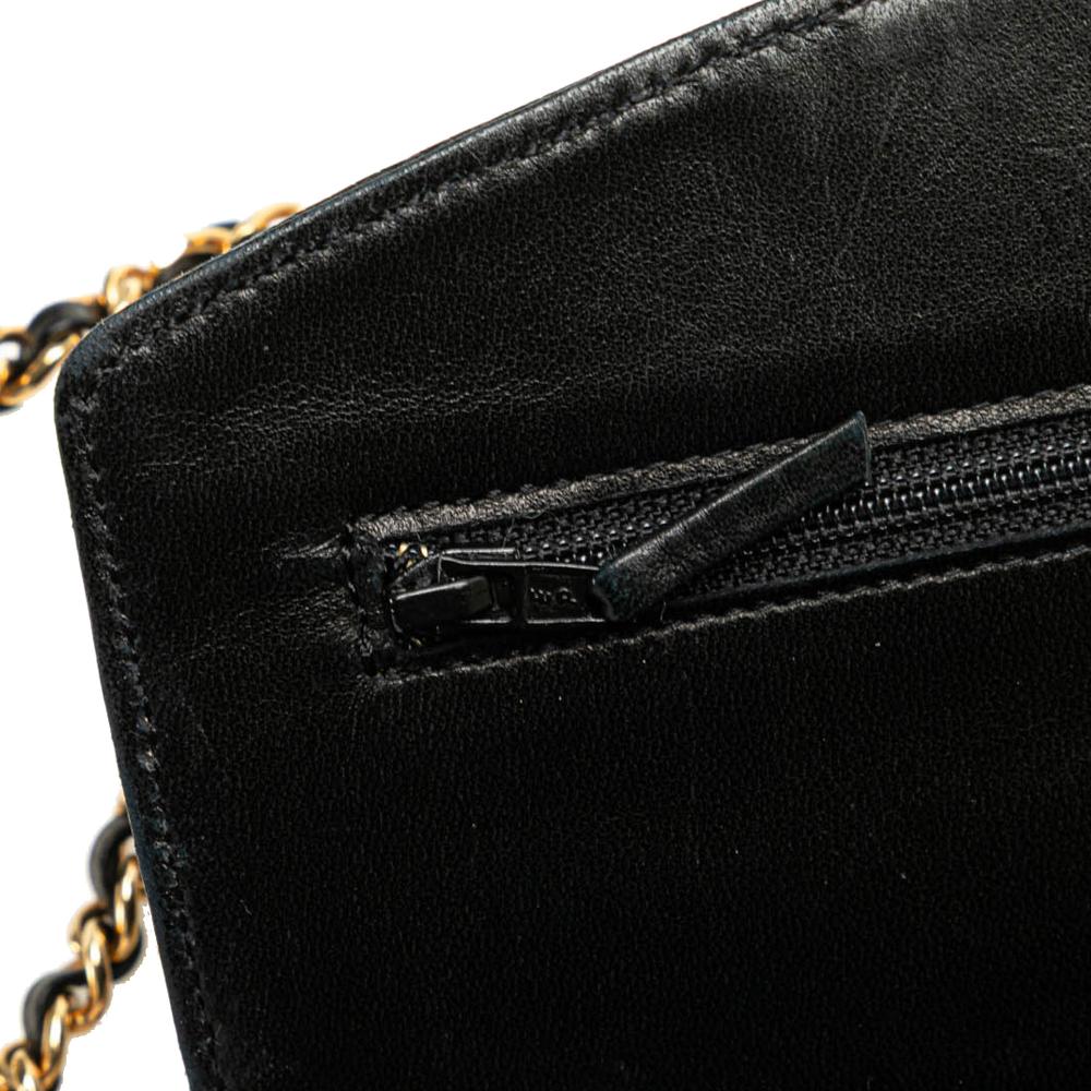 Chanel B Chanel Black Caviar Leather Leather CC Caviar Wallet on Chain France