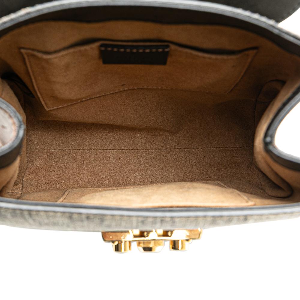 Gucci B Gucci Brown Beige with Black Coated Canvas Fabric GG Supreme Padlock Backpack Italy