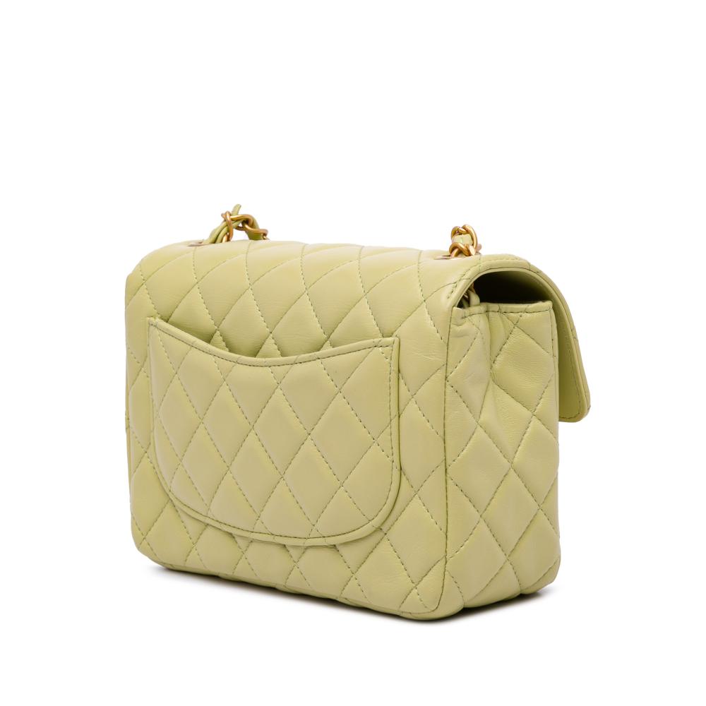 Chanel Green Mini Square Lambskin Casino Royale Charms Single Flap France
