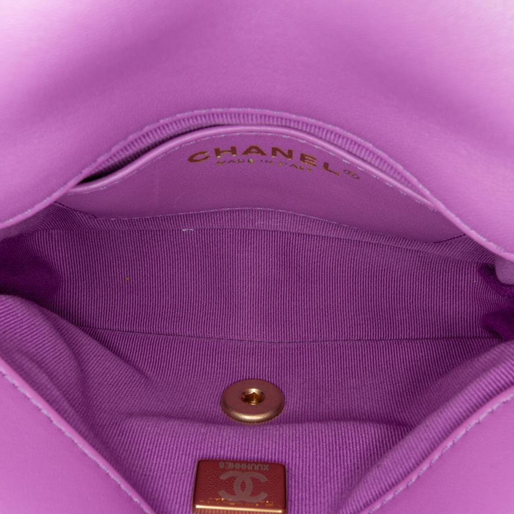 Chanel B Chanel Purple Lambskin Leather Leather Mini Quilted Lambskin Funky Town Flap Italy