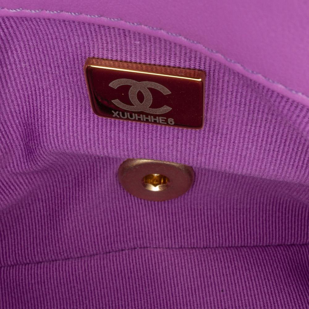 Chanel B Chanel Purple Lambskin Leather Leather Mini Quilted Lambskin Funky Town Flap Italy