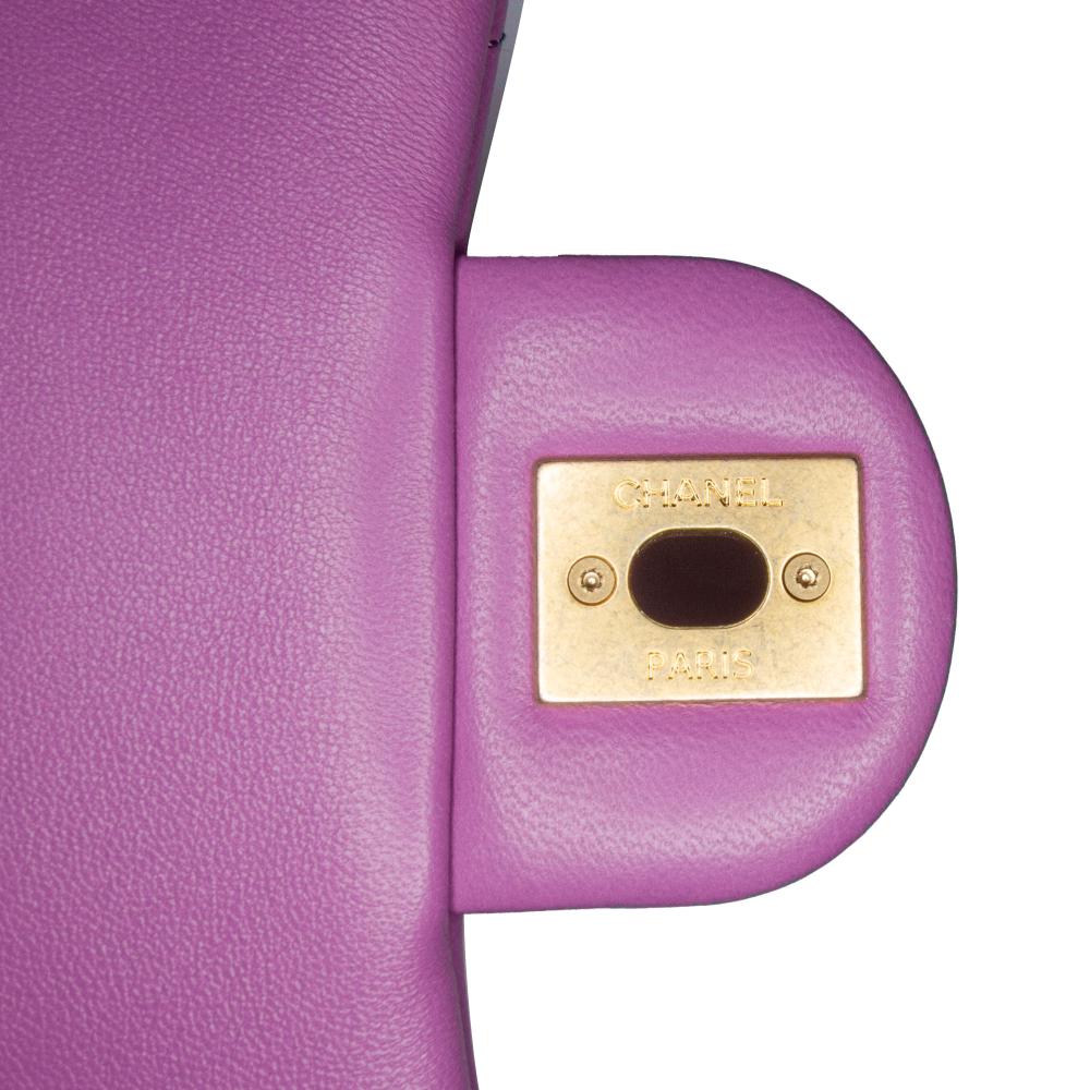 Chanel B Chanel Purple Lambskin Leather Leather Mini Quilted Lambskin Funky Town Flap Italy