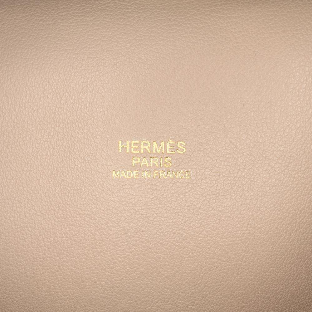 Hermès B Hermès Brown Beige Suede Leather Veau Grizzly and Swift Toolbox 33 France