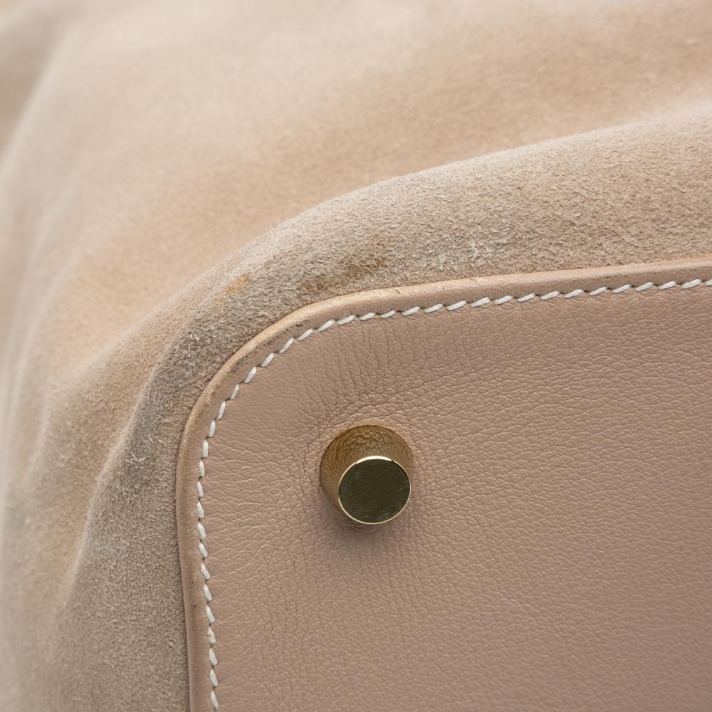 Hermès B Hermès Brown Beige Suede Leather Veau Grizzly and Swift Toolbox 33 France