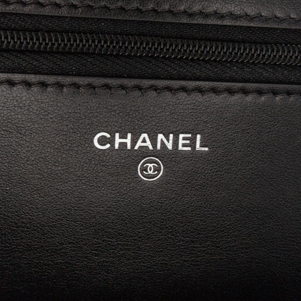 Chanel B Chanel Black Suede Leather Quilted Cocostellar Wallet on Chain Italy
