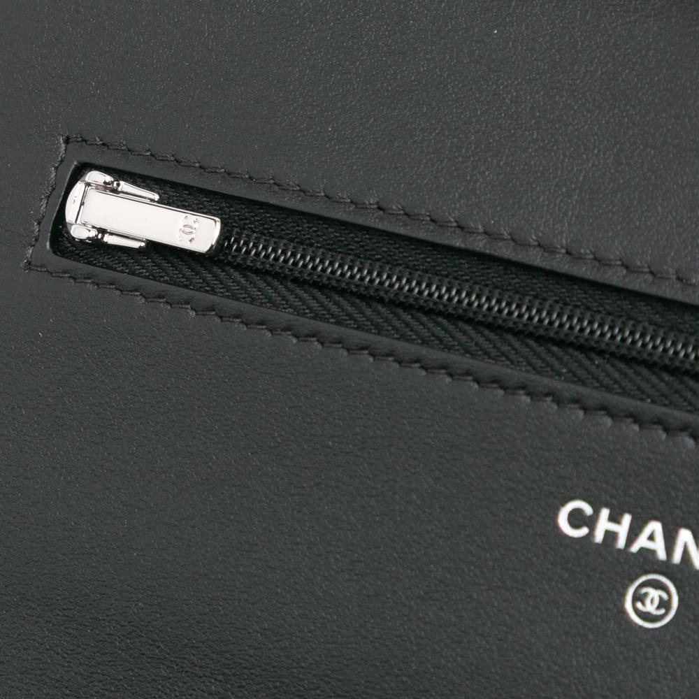 Chanel B Chanel Black Suede Leather Quilted Cocostellar Wallet on Chain Italy