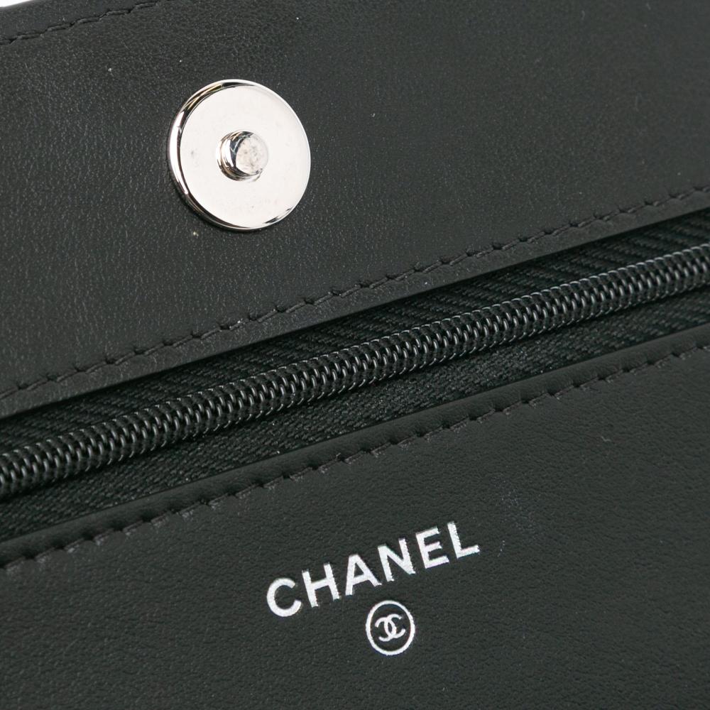 Chanel B Chanel Black Suede Leather Quilted Cocostellar Wallet on Chain Italy