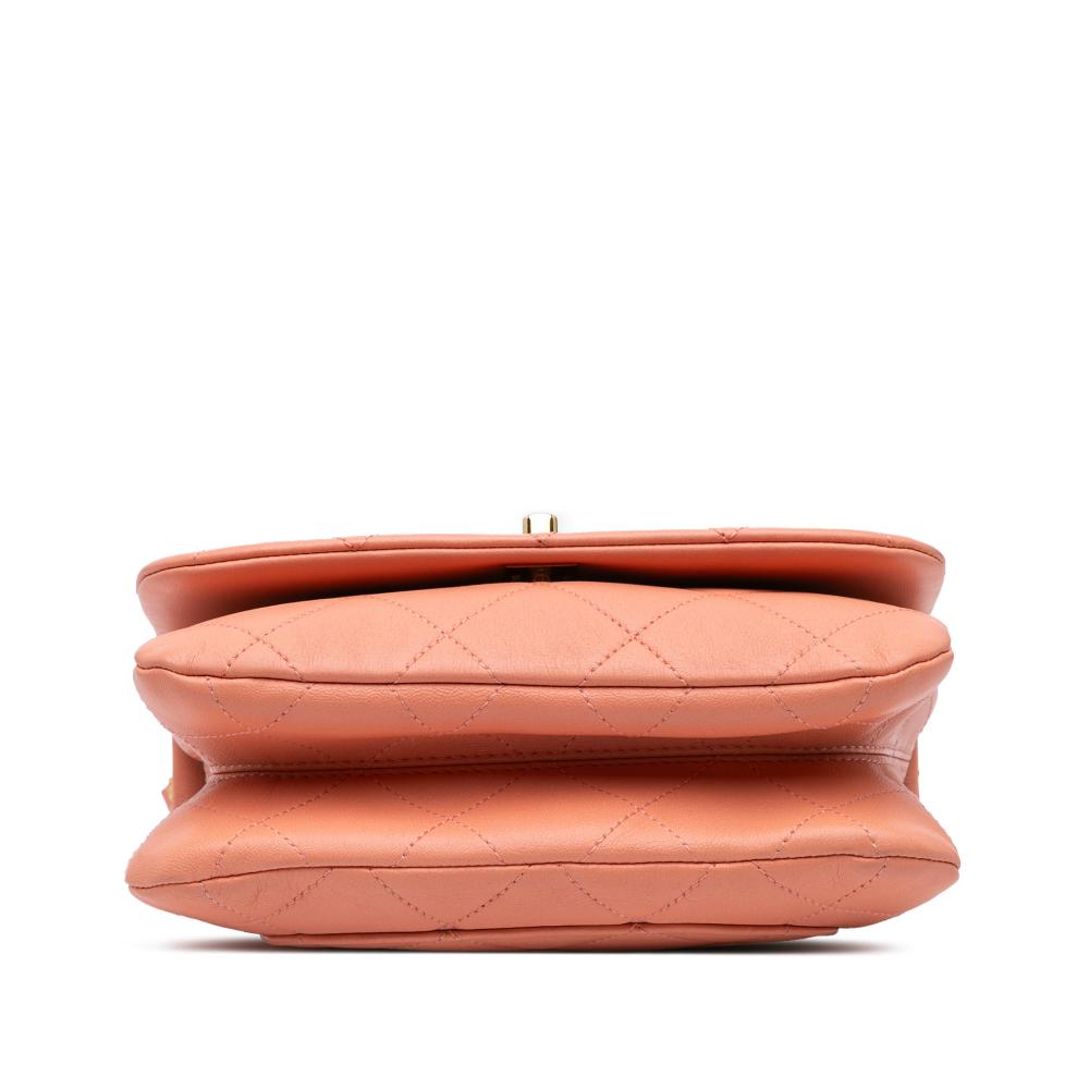 Chanel AB Chanel Pink Salmon Lambskin Leather Leather Small Lambskin Color Match Flap Italy