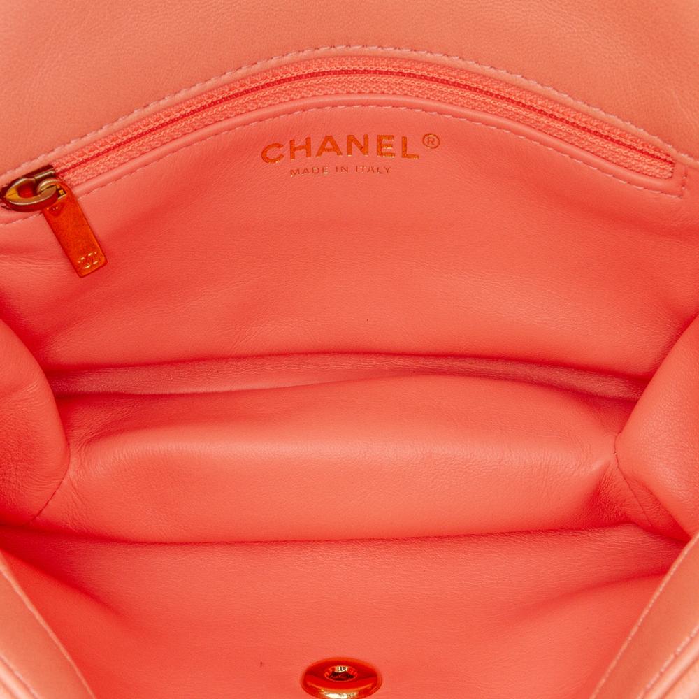 Chanel AB Chanel Pink Salmon Lambskin Leather Leather Small Lambskin Color Match Flap Italy