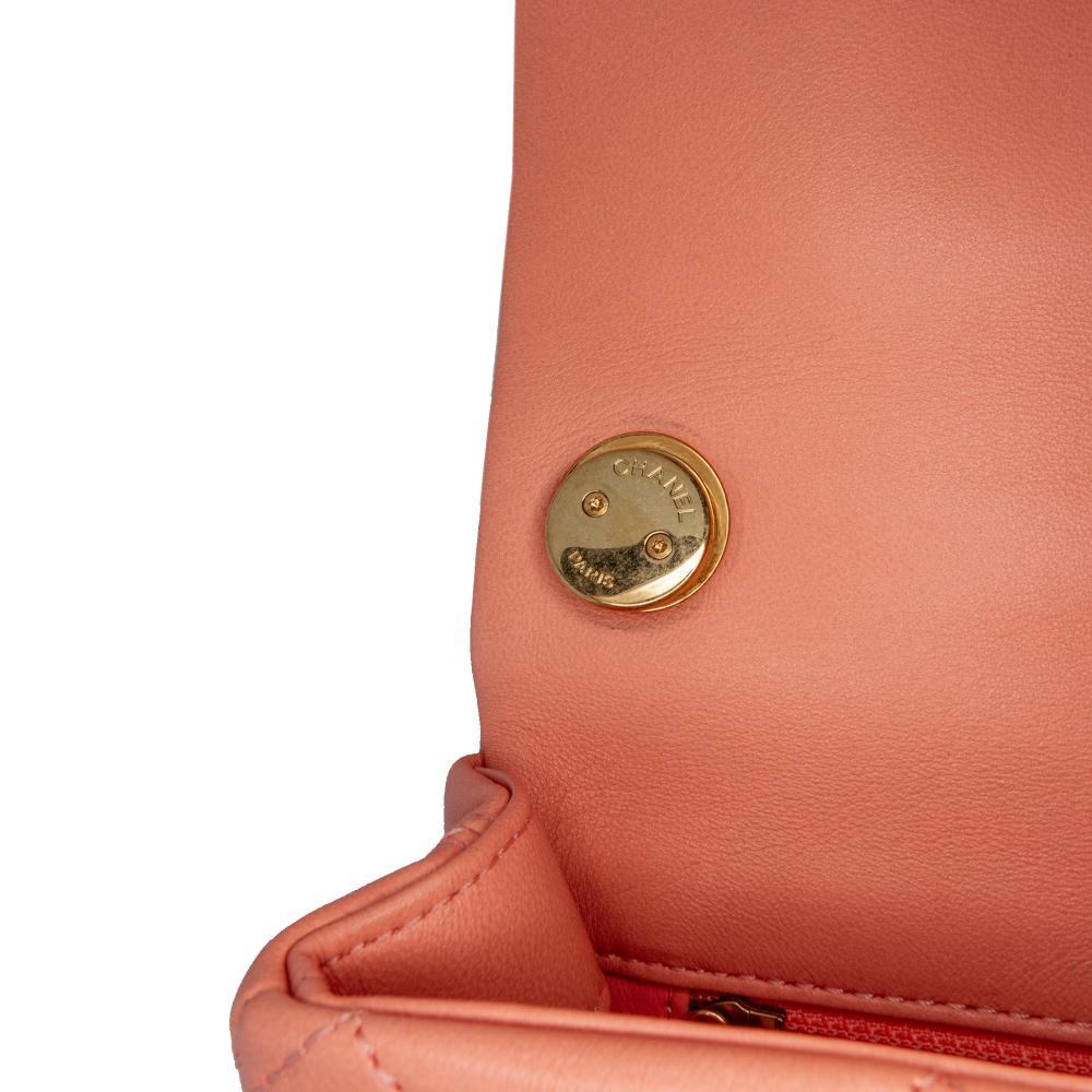 Chanel AB Chanel Pink Salmon Lambskin Leather Leather Small Lambskin Color Match Flap Italy