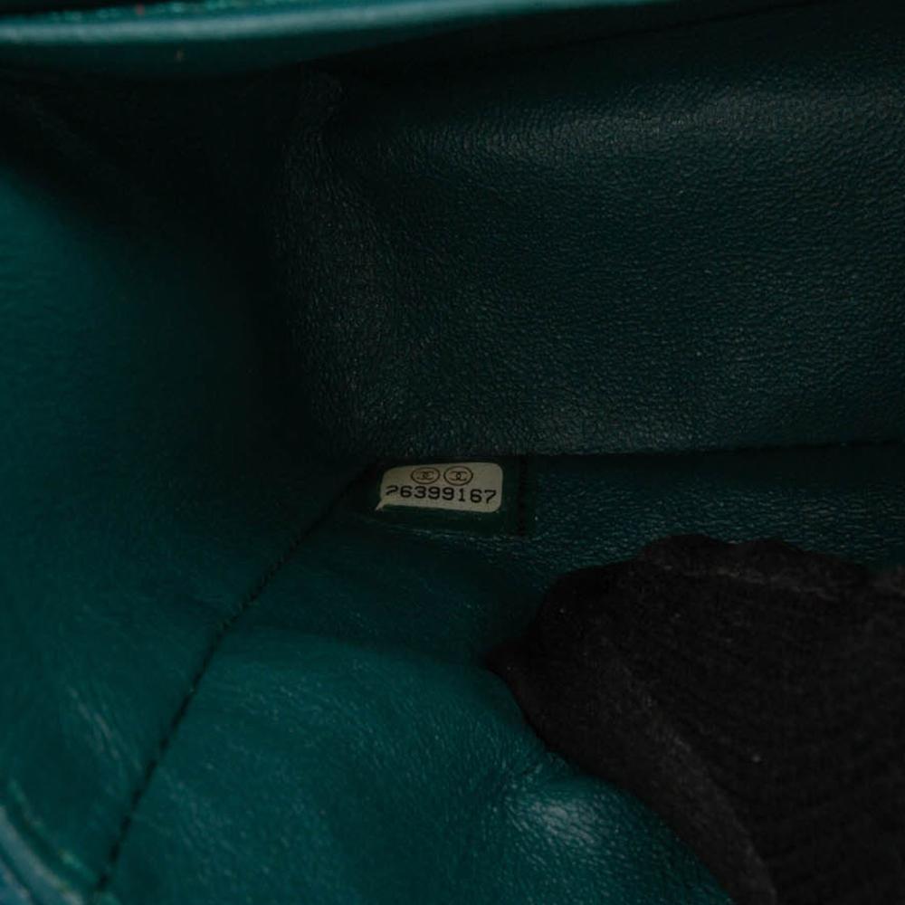 Chanel B Chanel Blue Turquoise Caviar Leather Leather Small Classic Chevron Caviar Double Flap France